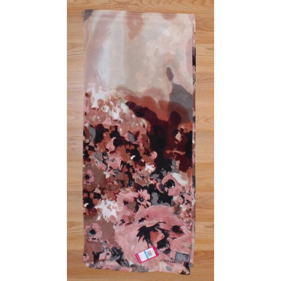 Vince Camuto Watercolor Floral Silk Blend 68" x 14" Oblong Scarf #VC2459 - Picture 2 of 2